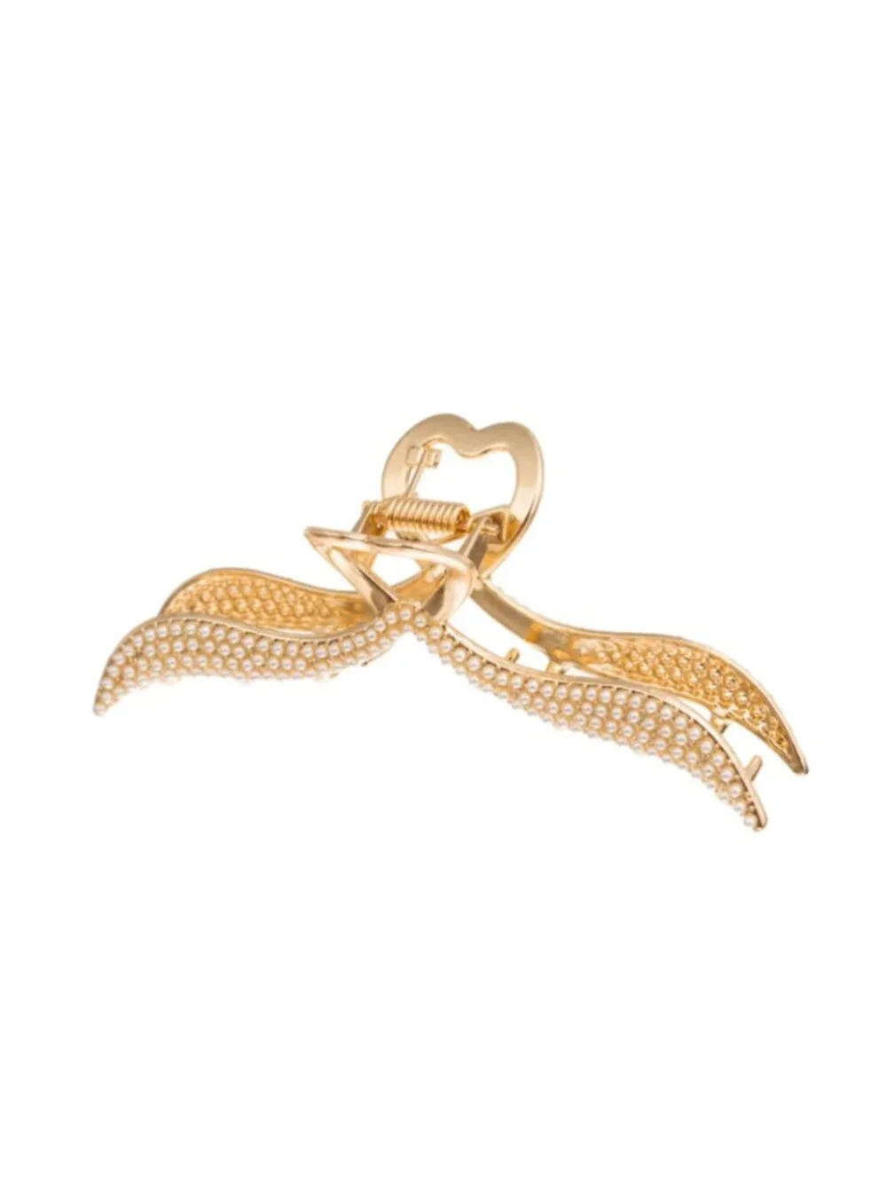 Elegant Pearl & Rhinestone Wavy Hair Claw Clip Metallic Statement Hair Accessory
